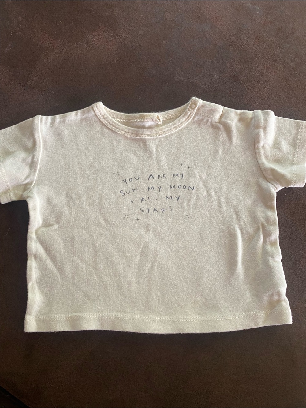 Quincy Mae Cream Short Sleeve Tee with 'You Are My Sun My Moon' Print